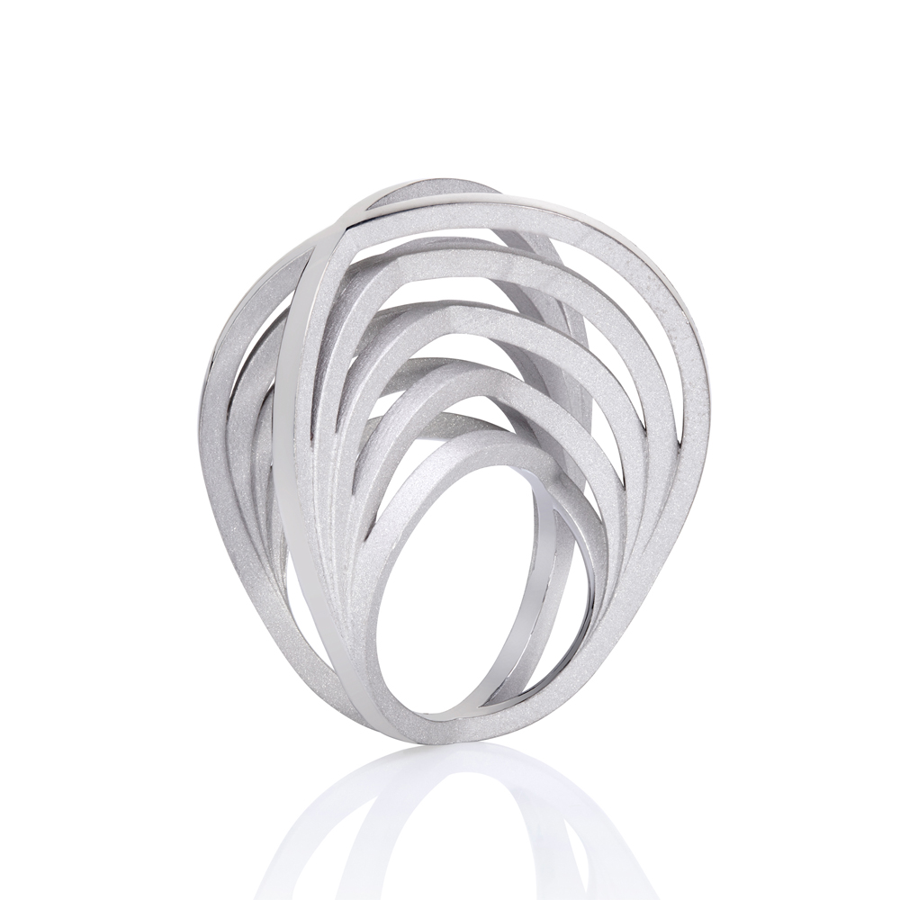 silver crane ring - rhodium plate